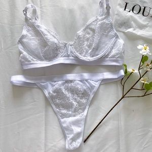 Royal Balcony Bra & Thong Set - White